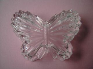 Vintage Cut Glass Crystal Butterfly Vanity Trinket Box