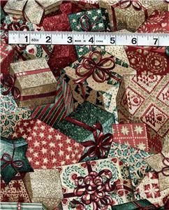 Cranston Christmas Packages Calico Cotton Fabric 1 Yard 17 x 44
