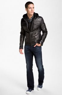 7 Diamonds Leather Jacket, Shirt & 7 For All Mankind® Bootcut Jeans