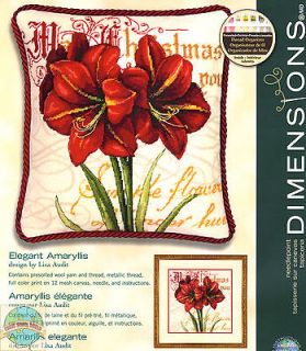 Needlepoint Kit Dimenisons Elegant Amaryllis Holiday Picture / Pillow