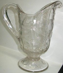 Antique Dalzell Ohio USA Branched Tree EAPG Clear Glass Water Pitcher