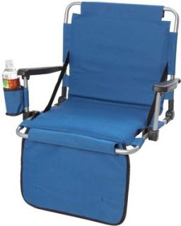 Ultra Stadium Portable Cushion Chair w Cup Holder Blue Folding