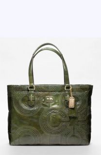 COACH CHELSEA INLAID PERFORATED PATENT LARGE SHOPPER