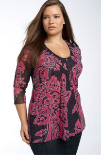 Sweet Pea by Stacy Frati Ruched V Neck Top (Plus)