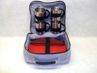  Camping Set Stainless Cups Utensils Melamine Dishes Tote Case