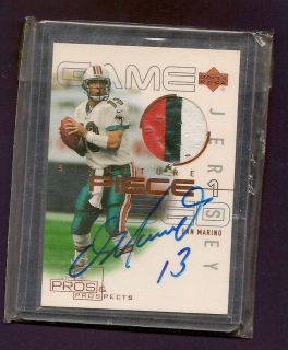 Dan Marino 2000 UD Pros and Prospects Auto and Tricolored Patch Card