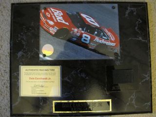 Dale Earnhardt Jr Racing Plaque with Authentic Racing Tire and Picture