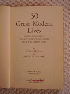 50 Great Modern Lives by Henry Thomas Dana Lee Thomas 1956