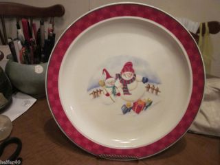  Old Time Pottery Snowmen Dinner Plates 4 New