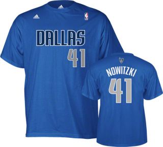 Dallas Mavericks Dirk Nowitzki HIGH DENSITY Blue Adidas T Shirt sz