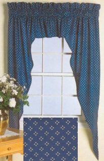 3pc Country Cottage Navy Swag Valance Curtain 84WX63L