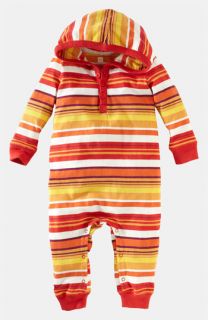 Tea Collection Stripe Happy Hooded Romper (Infant)