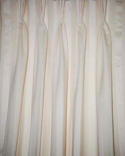  Interlining Pinch Pleat Custom Made Ivory Tone Stripe Drapes 1 Pair