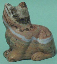 large stone carved pink ocean jasper cat statue this is a darling