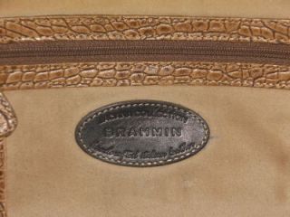 Brahmin Small Croco Embossed Leather Roasted Almond Small Satchel