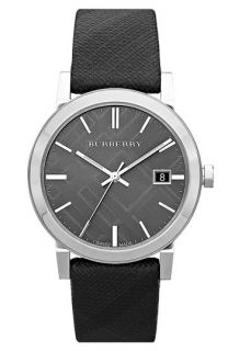 Burberry Large Check Stamped Round Dial Watch
