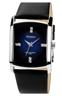 Armitron Square Dial Leather Strap Watch