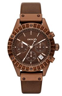 DKNY Crystal Chronograph Leather Strap Watch