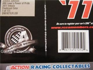 2011 JIMMIE JOHNSON #48 POWER OF PRIDE FLASHCOAT COLOR IMPALA