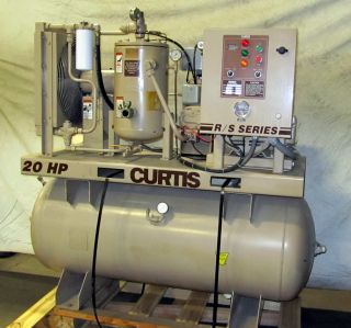 Curtis R s 20T Tank Mounted 20 H P Rotary Screw Air Compressor 82 CFM