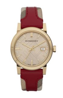 Burberry Medium Stamped Leather Strap Watch