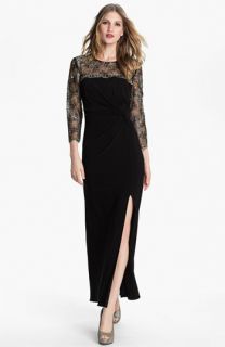 Alex Evenings Metallic Lace & Jersey Column Gown