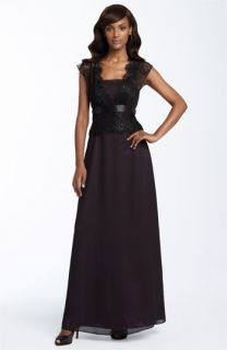 JS Collections Bead Lace Chiffon Gown