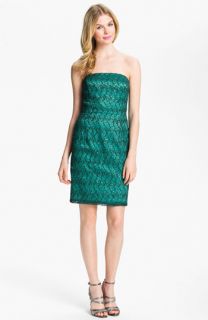 Adrianna Papell Strapless Sequin & Lace Sheath Dress