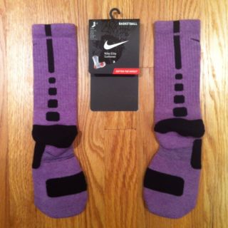 Nike Elite Custom Basketball Socks   Purple w/Black Stripe NWT   Sz M
