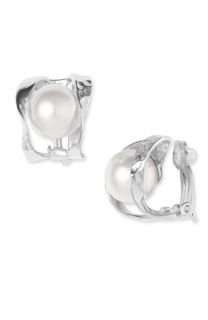 Majorica Ribbon Collection 10mm Pearl Clip Earrings