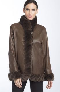 Chosen Furs Reversible Nappa Leather Jacket with Rabbit Fur Trim