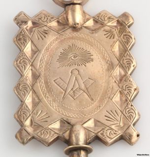 1800s Large Antique Masonic Watch Key Fob   RGP Blue Lodge Engraved