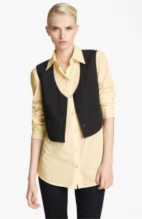 Donna Karan Collection Paper Cotton Shirt with Attached Vest
