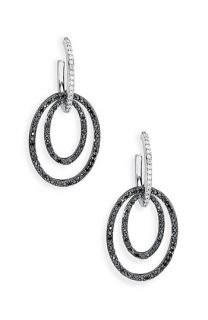Ivanka Trump Black & White Double Oval Diamond Hoop Earrings