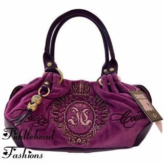 Juicy Couture Studded Royal JC Crown Logo Crest Velour Baby Fluffy Bag