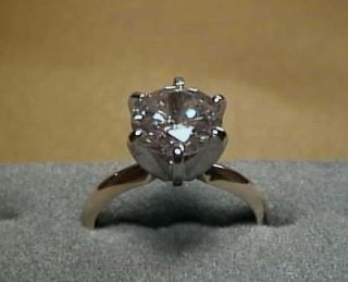 CZ Cubic Zirconia Solitaire Ring 2 Carat 6 prong 14K Yellow Gold