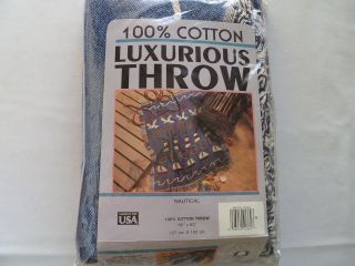 Crown Craft 100 Cotton Nautical Luxurious Throw Blanket 50 x 60 Made