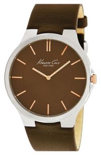 Kenneth Cole New York Round Dial Leather Strap Watch