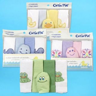Cutie Pie Wash Cloth Set Baby Shower Diaper Cake Frog Duck Whale