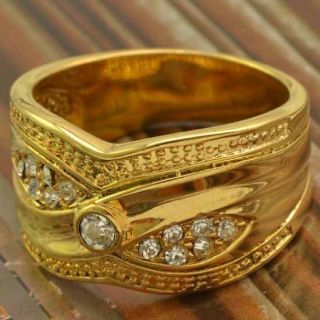 Handsome 9K Solid Gold Filled CZ Mens Ring Size 8 R343