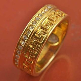 All Around CZ 9K Real Gold Filled Mens Unisex Band Ring Size 9 F281