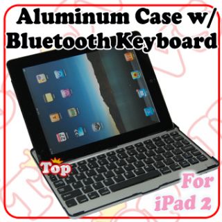 Black Aluminum Cover Case with Bluetooth Wiresless Keyboard For Apple