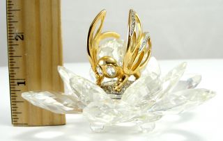 Swarovski Lead Crystal Figurine In Flight Gold Bee & Flower Retired 4