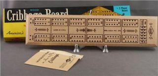 vintage wood toy game es lowe cribbage board pins