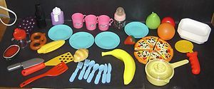  Play Food Pizza Fruit Veg Kitchen Toys Plates Utensils Cups McDonalds