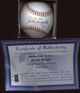 David Wright Signed Official ml Baseball w LOA