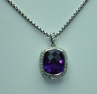 David Yurman Amethyst Noblesse Pave Diamond Necklace
