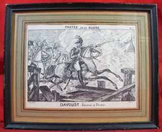 Antique 1820 Etching General Davoust Napoleon Hero by Godefroy aft