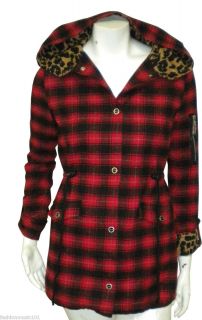 New Abbey Dawn Womens Junior Red Stay in Line Parka Plaid Coat Size S
