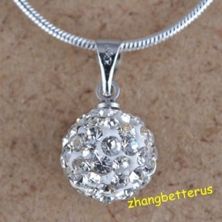 Austrian White Crystal Pave Disco Ball Beads Necklace Pendants Charms